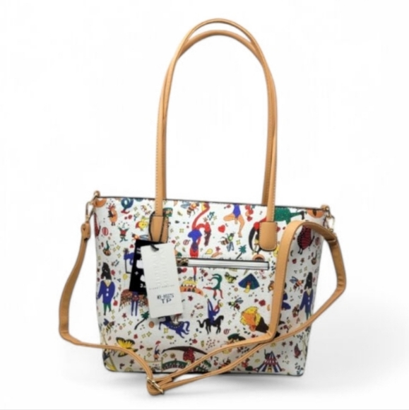 White Graffitti Mardi Gras Large Tote and Wallet Set - Picture 5 of 10